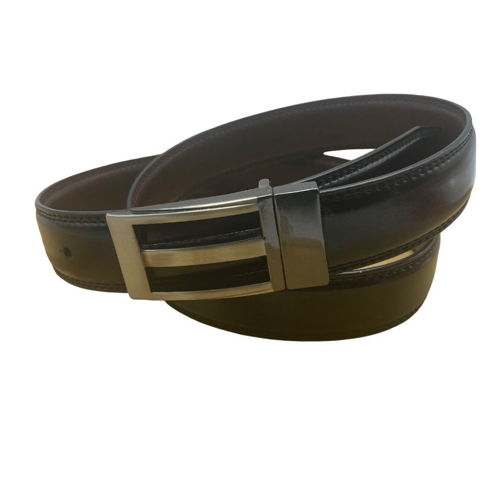 Genuine Leather Men Pull and Rotate Reversible Brown and Black Belt Size 31"-35"